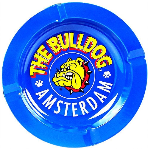 Bulldog Printed Metal Ashtray BLUE