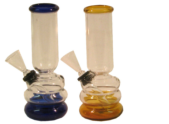 Glass Mini Coloured Bong with Glass Stem  Bowl 12cm