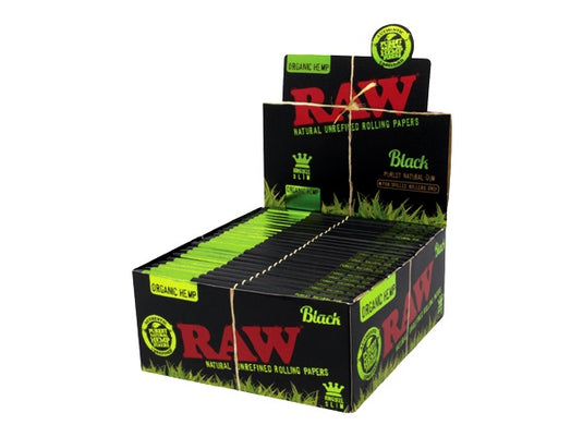 Raw Black Organic Hemp King Size Rolling Papers (Box of 50 packs)