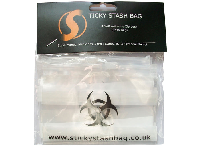 Adhesive Zip Lock Stash Bags (4 per packet)