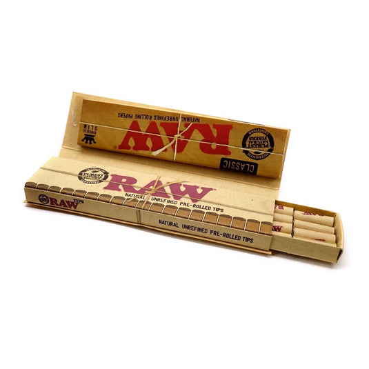 Raw Connoisseur Kingsize Papers  PRE ROLLED Tips  (Box of 24 Packs)